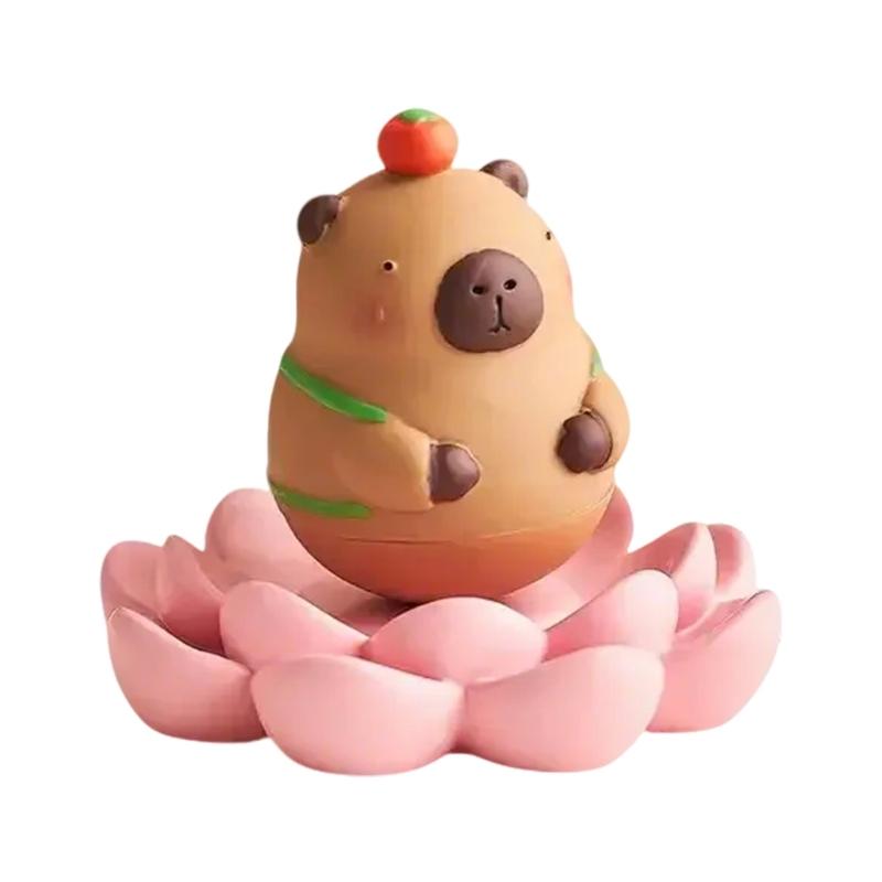 Cute Resin Capybara Ornament Hard Resin Animal Figurine Capybara Toy for Desk or Bookshelves Decoration