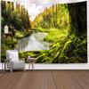 Natural 3D Waterfall Tapestry Beach Towel Landscape Primeval Forest Stream Printing Wall Carpet Yoga Mat Home Art Tapestry Decor