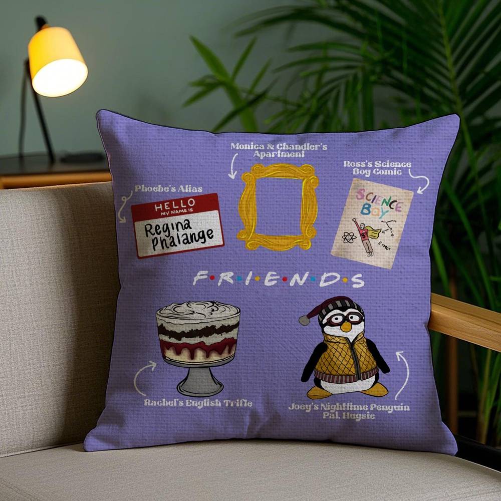 

Классические телешоу Друзья-Знаменитые Наволочка Антиклещевая наволочка Невидимая молния Шелковистый короткий плюш Чехол для подушки для дивана 12x12Inch