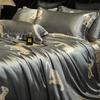 Luxurious Heavy Silk Four-Piece Double-Sided Mulberry Silk Duvet Set with Ice Silk Finish