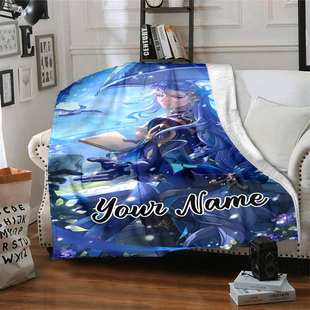 Customizable Genshin Impact8 Throw Blanket – Personalized Name, All-Season Cozy Snug Blanket, Machine Washable, Personalized Blanket