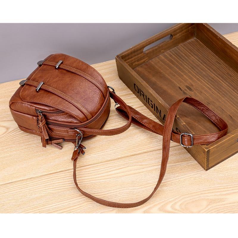 Small Bag Women Euro-American Fashion Vintage Crossbody Bag New Phone Bag Soft Leather Texture Multi-Compartment Shoulder Bag Wallet