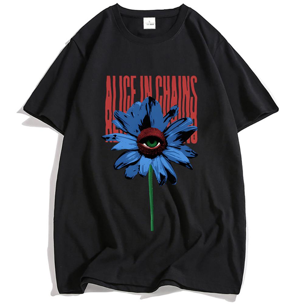 

ONE EYED DAISY T- SHIRT Alice In Chains Rock Band Grunge Tshirts Casual Fashion Short Sleeve Male T Shirt Streetwear Unisex Tees XS чёрный