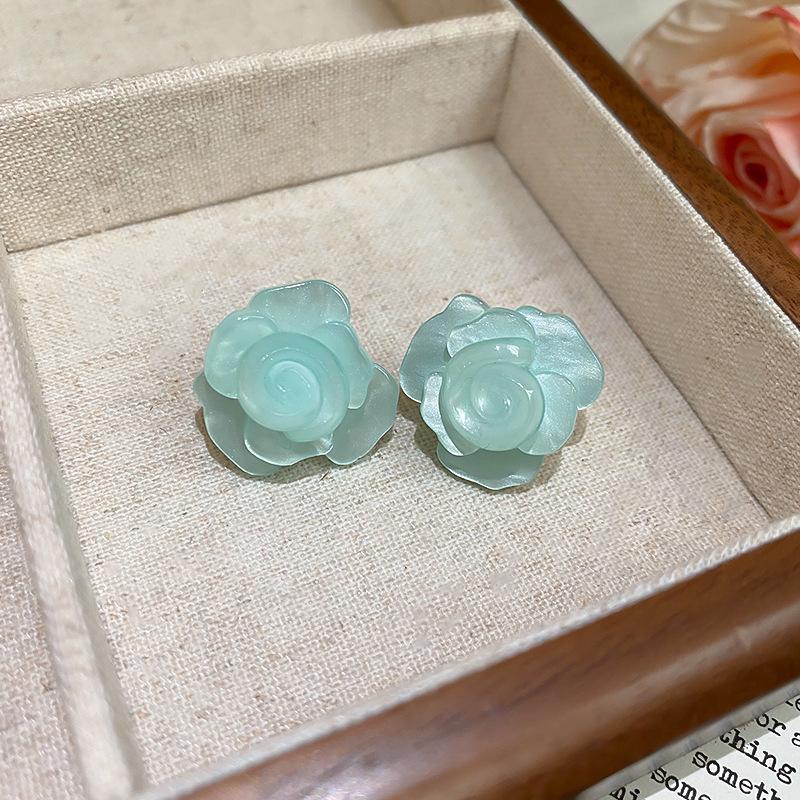 Синие кристальные серьги-гвоздики в виде цветка с масляной каплей, круглые, дизайнерские, нишевые