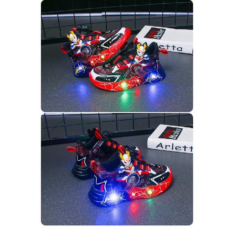 Boys Ultraman Sports Shoes Children's Light-Up Shoes Boys Running Shoes Rotating Button Soft Sole Shoes