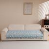 Spring Light Blue Floral Quilting Sofa Cover, For Living Room 1/2/3/4 Seater Couch Seat Cover Slipcover Sofa Towel With Ruffles