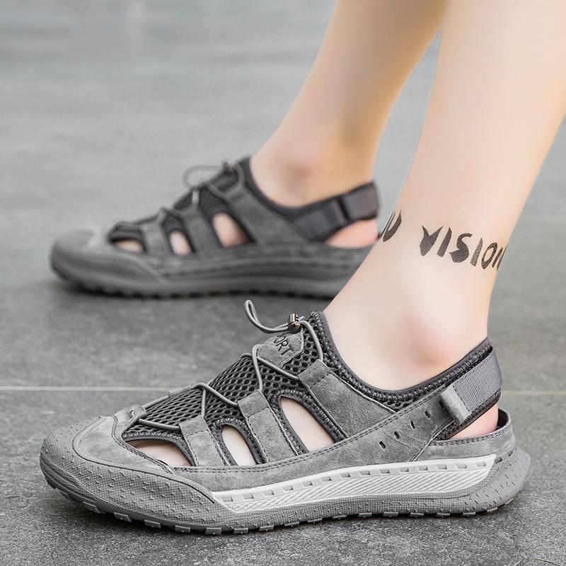 2024 Het Rea Mäntofflor Bekväma Casual Strandtofflor Sommar Herrsandaler Halkfria Utomhus Sommarskor Äkta Lädersandal