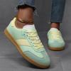 Summer and autumn leather surface German training shoes leopard print casual flat baseplate shoes light travel shoes sports
