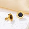 Gold Roman Numeral Stud Earrings & Necklace Set: Stylish, Exquisite Daily Jewelry for Women.