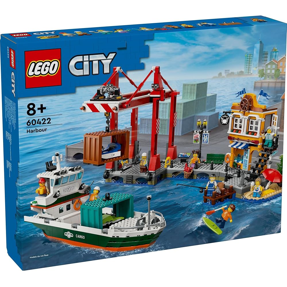 LEGO City Dock and Cargo Ship Toy Building Set for Kids Age 8-10, Creative Play Blocks