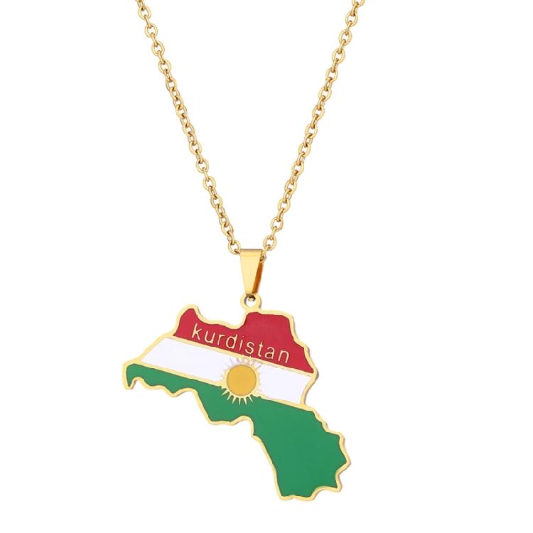 Kartenanhänger Kette Kurdische Flagge Kartenanhänger Kurdistan Schlüsselbein Kette Schmuck Geschenk