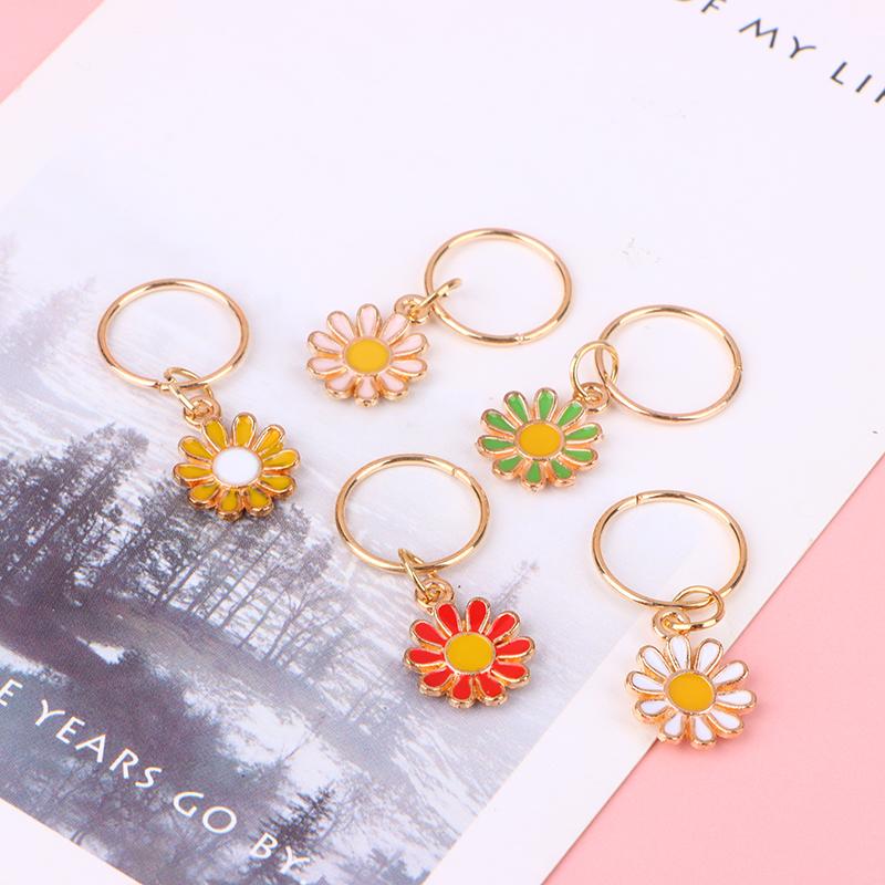 5ks Daisy Flower Alloy Pletací stehové fixy Květinový přívěsek ze slitiny zinku