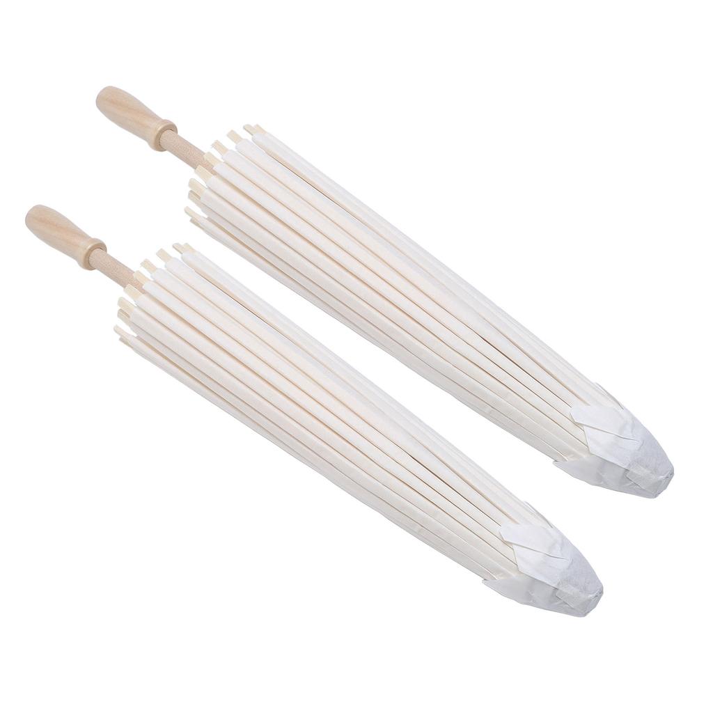 2PCS White Paper Umbrella Oiled Paper Painting Decorative Chinese Style Umbrella for Wedding Photo Props