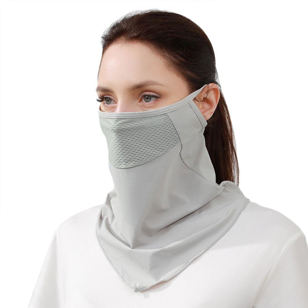 Ice Silk Summer Mask Mesh Neck Gaiter Scarf Breathable Sunscreen Face Scarf  Hiking