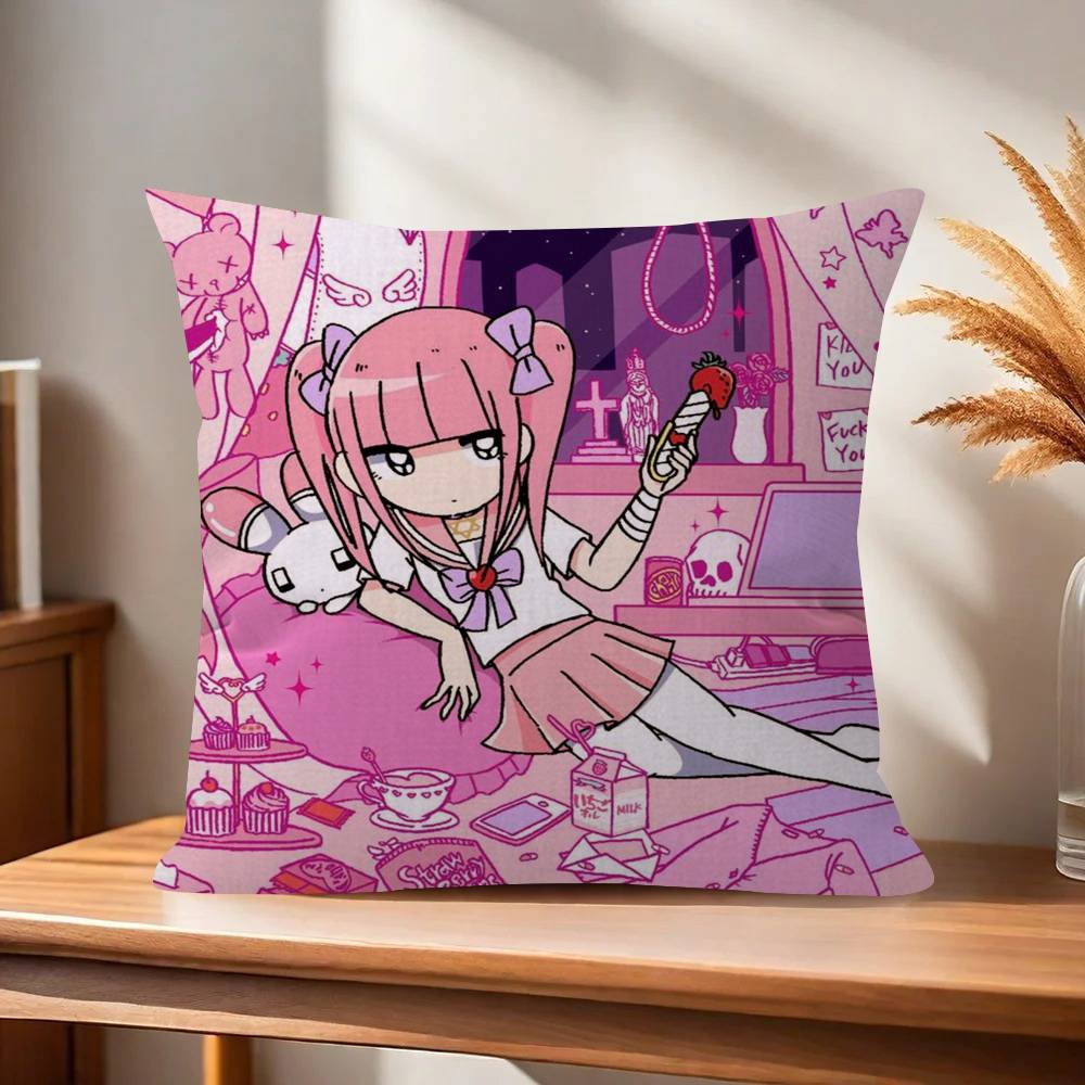 Anime Menhera Cute Chan  Pillow Cushion Cover Pillowcase Living Room Sofa Home Decor Customized
