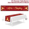33*183cm Size Christmas Table Runner Polka Dot Cartoon Reindeer Xmas Decorations Reusable Red Linen Dining Table Decoration