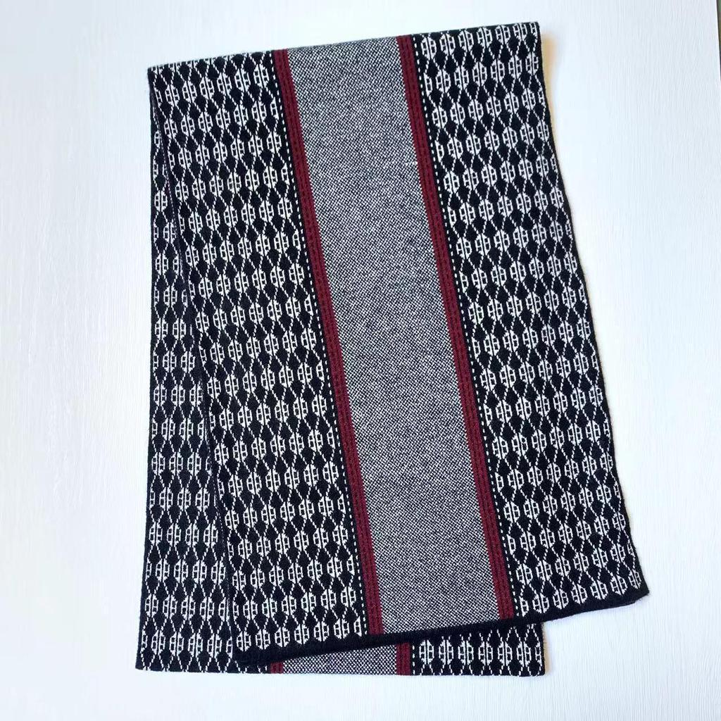 Classic Men's Cashmere Jacquard Knit Neck Warmer Scarf - Autumn/Winter Versatile Style