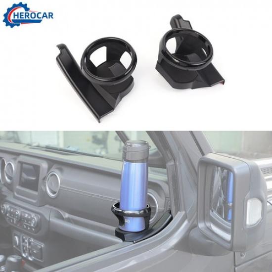 2Pcs Front Door Side Mount Cup Holder Stand Bracket for Jeep Wrangler JL/ JT 18+