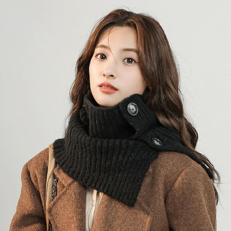 Buttoned Knitted Neck Scarf Neck Wrap for Winter Warmth Trendy Neck Gaiter Shoulder Wrap Neck Shawl for Women Travel