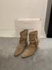 Autumn new temperament square head thick heel fringed short boots women's retro western cowboy boots pleated suede piled boots
