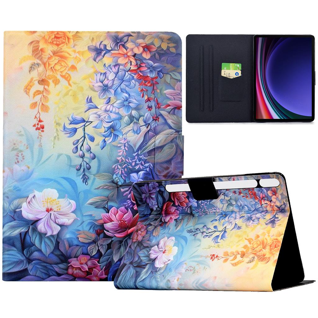 Leather Case for Samsung Galaxy Tab S10 Lite/S10 FE/S9 FE/S9 Pattern Painting Card Slots Stand Tablet Cover with Auto Sleep/Wake