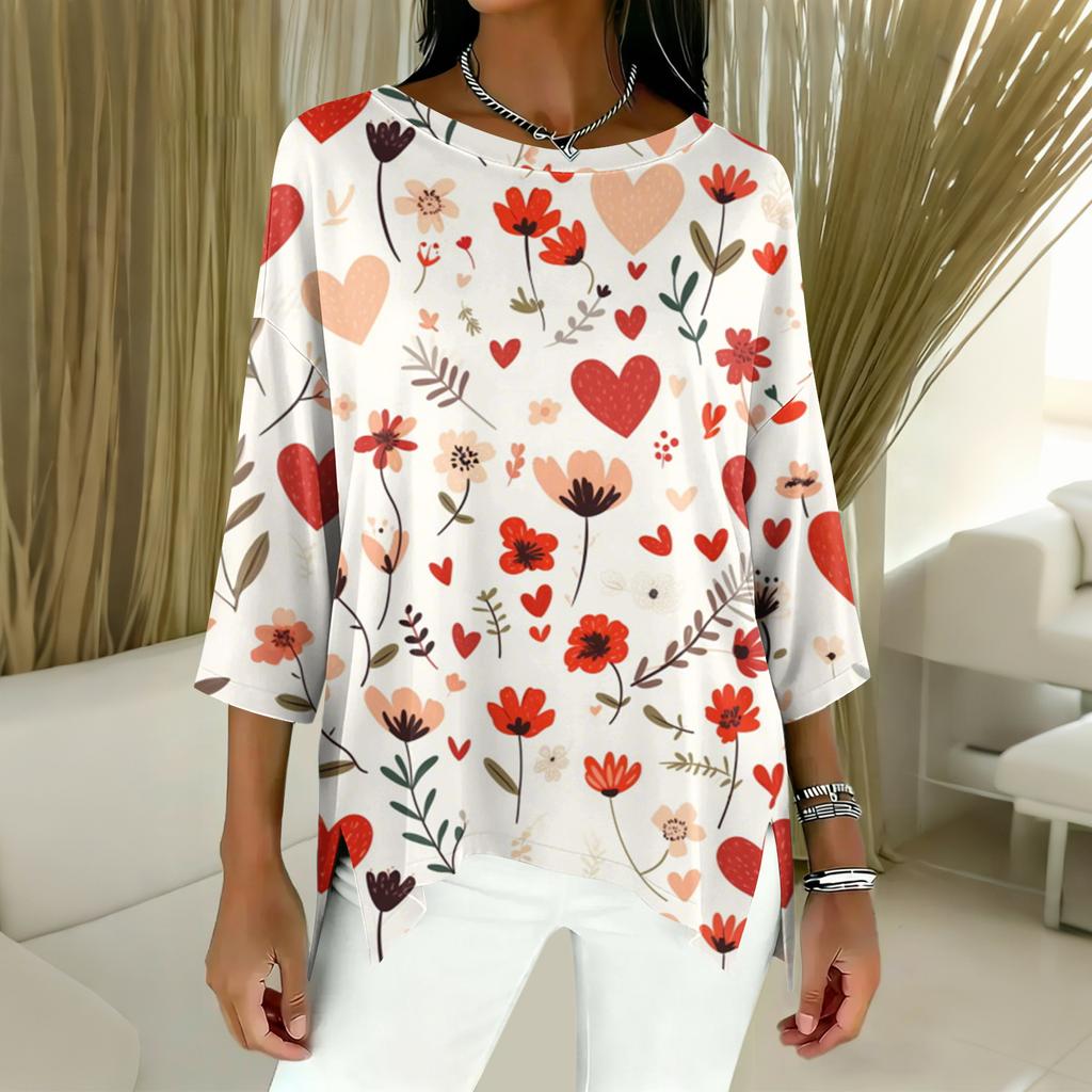 Damen 3/4-Ärmel Shirts Grafik-T-Shirts Shirts Lässige Basic-Tops Pullover