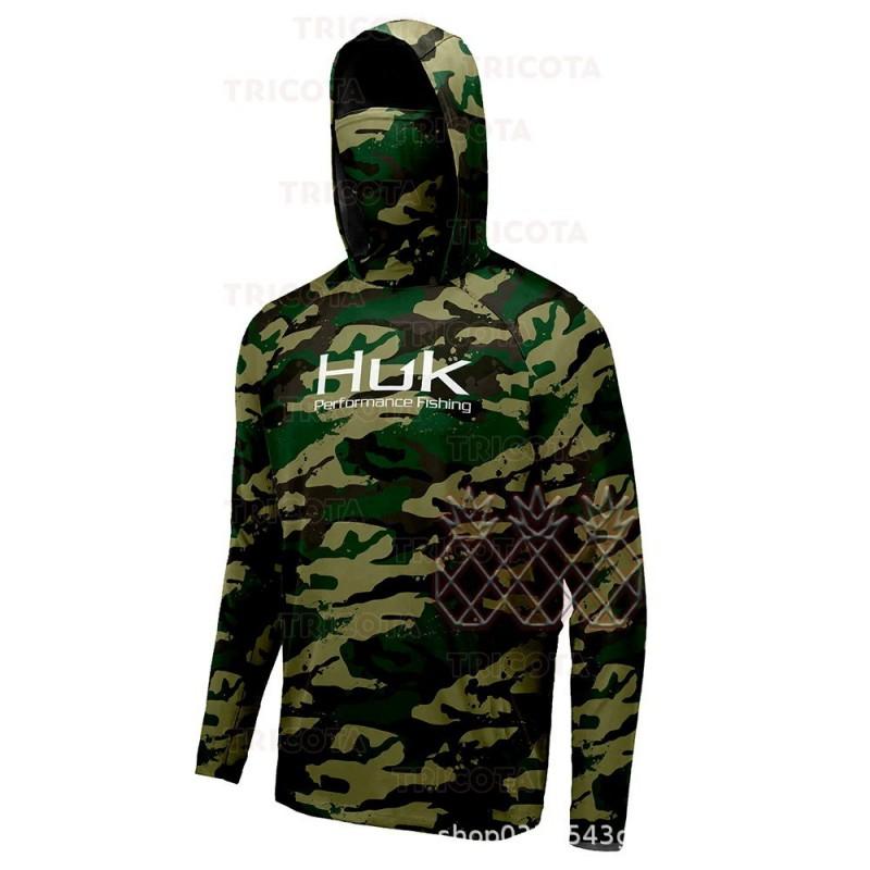 Mens Quick-Dry UV Protection Hooded Fishing Long Sleeve Shirt Outdoor Sports Cycling Running Summer