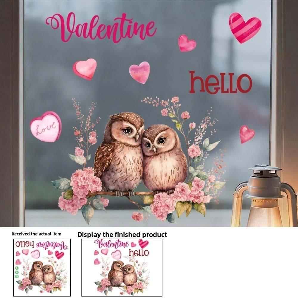 

Pink Red Flower Rose Valentine s Day Window Stickers Flower Electrostatic Decal for Home StyleH