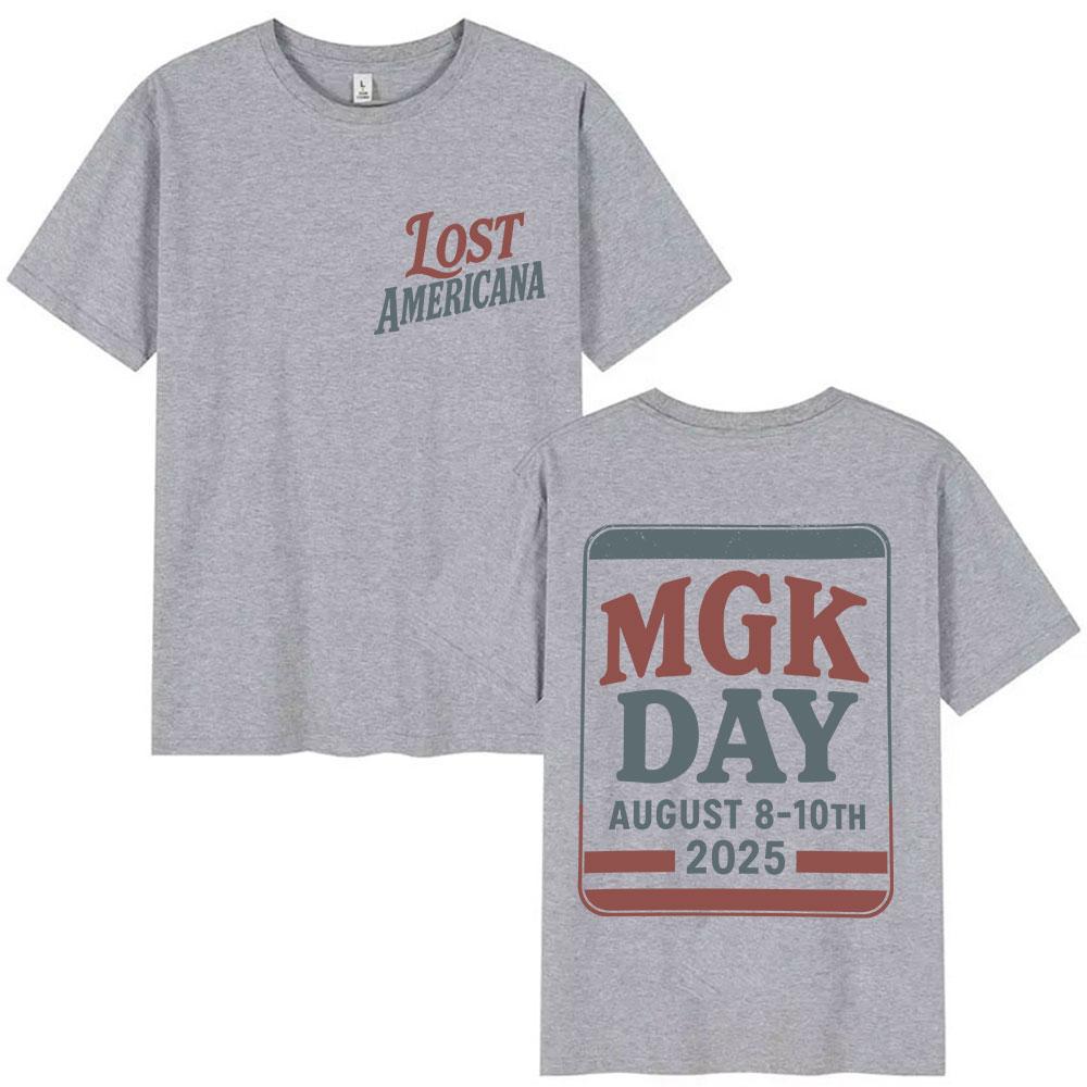 Tricou din bumbac de înaltă calitate pentru bărbați și femei, MGK Day Lost Americana 2025 Imprimat, Tricou cu mânecă scurtă Vintage Harajuku