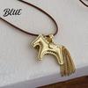 Horse Pendant with Tassel Tail Necklace Alloy Charm Mane Casual