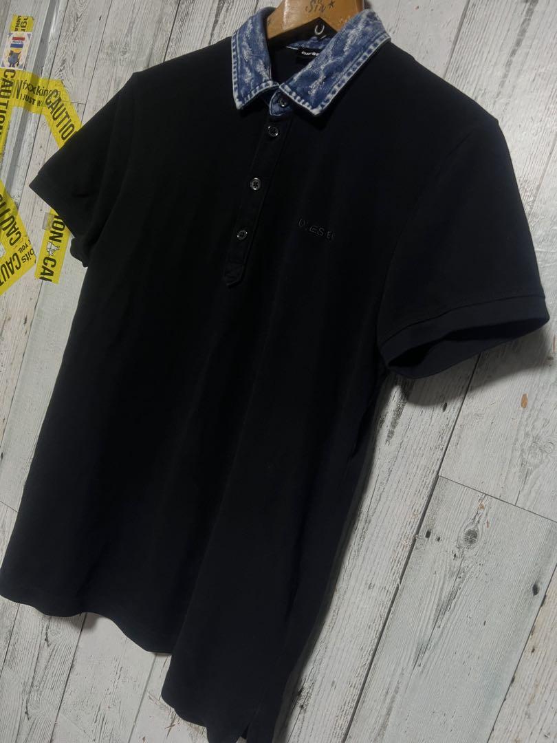 

[USED] Extremely limited edition DIESEL polo shirt, black with denim collar, size M