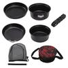 Open Fire Cookware Black Stackable Camping Pot Prevent Sticking Aluminum Alloy BBQ