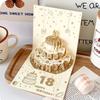 3D Happy Birthday Card Four-Layer Birthday Cake with Automatic Music Lighting Musical Light Greeting Card Pop Up with Envelope