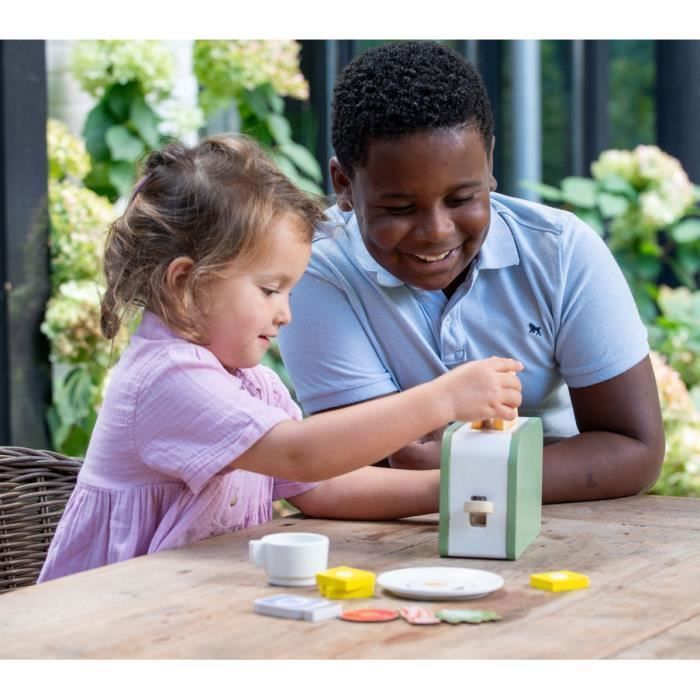 Juguete de cocina - Tostadora de madera para niños - Imitación electrodoméstico +3 años - 13 piezas