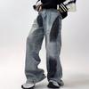American Retro Graffiti Ripped Wide-leg Jeans Trendy Brand Ruffian Handsome Fried Street Pants Men's Loose Straight Pants