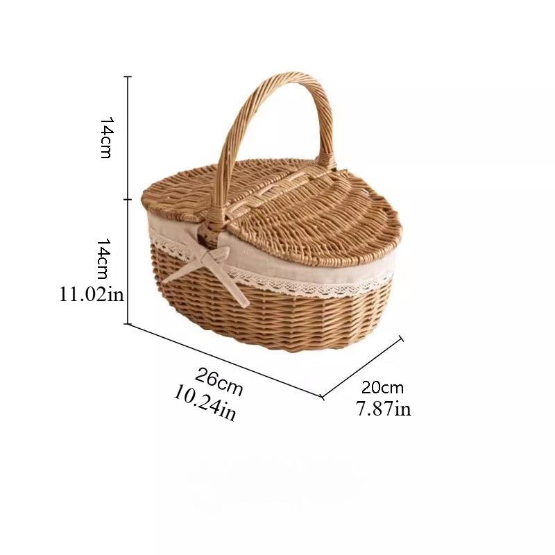 

Outdoor Picnic Storage Container with Handle Lightweight Imitation Rattan Storage Basket Garden Hand-woven Picking Baskets
