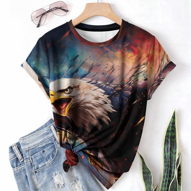 Lässiges Damen-T-Shirt Rundhalsausschnitt Kurzarm Damen-T-Shirt Sommer Leichtes Stoff-Shirt