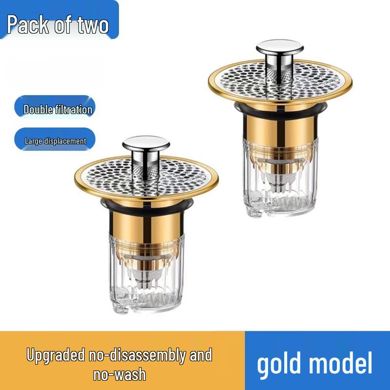 TLXT Gold Stainless Steel Basin Pop-Up Drain Plug (2-Pack)