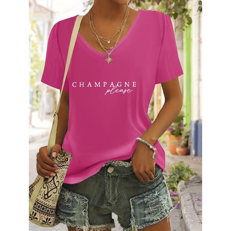 

Ladies Stylish Casual Short-Sleeve V-Neck T-Shirt S