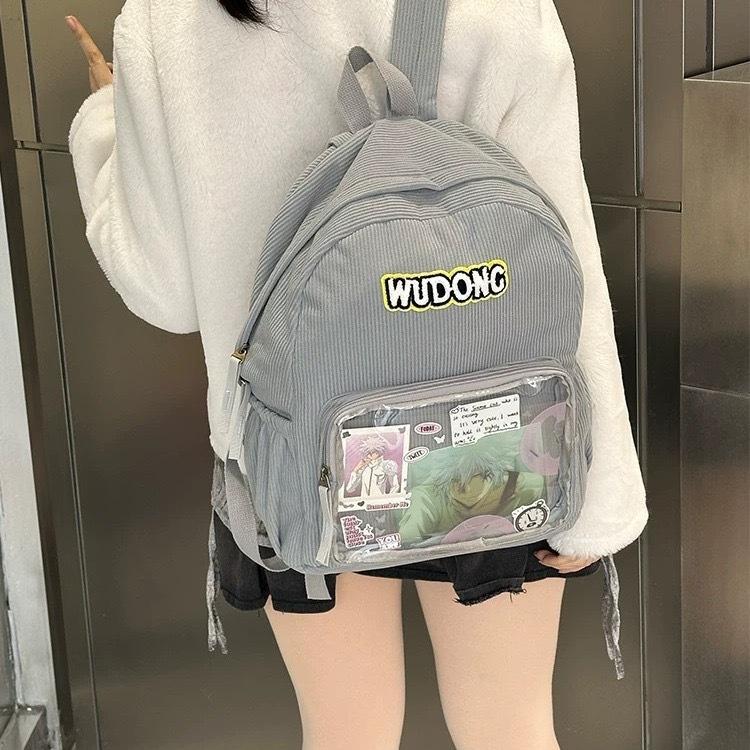 

Large-capacity campus student backpack, transparent and versatile JK two-dimensional Bazhagu pain bag 15cm baby bag schoolbag серый