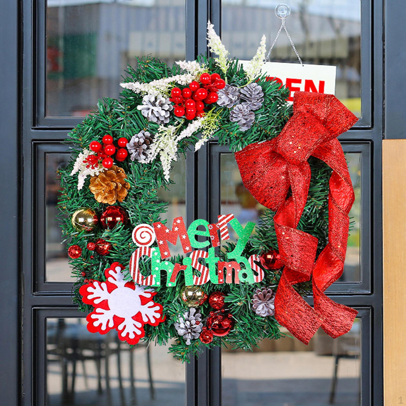 

Christmas Wreath Door Hanging Ornament Xmas 15.8x15.8inch Welcome Sign for Party