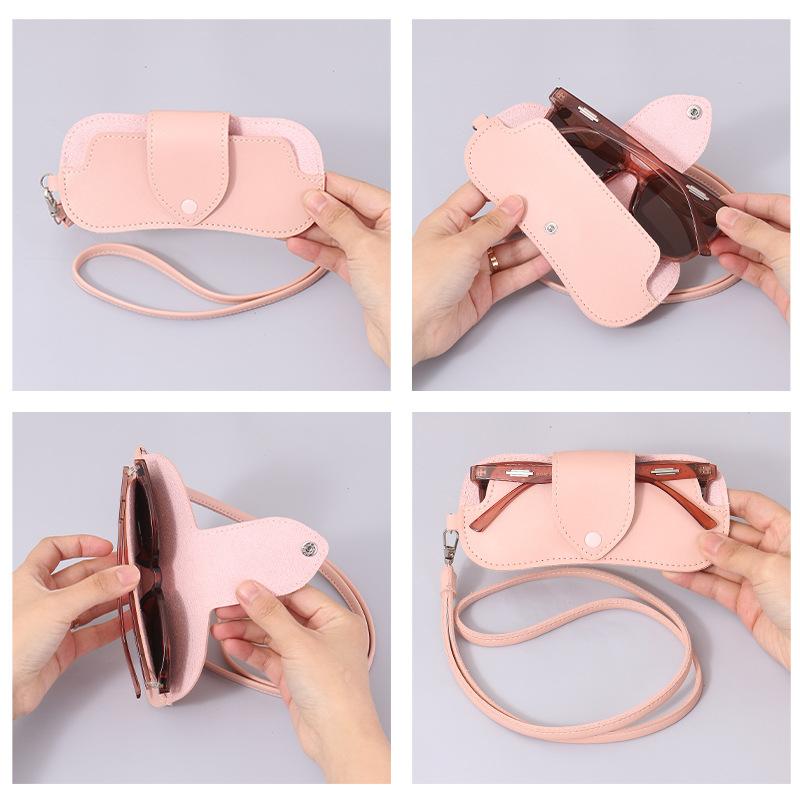 1PC Waterproof Sunglasses Bag Portable Hanging Neck Glasses Storage Case Fashion PU Leather Eyeglasses Pouch For Women Men