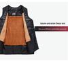 Men's Autumn/Winter Fleece-Lined Multi-Pocket Sleeveless Vest - Warm Cotton Waistcoat for Middle-Aged & Elderly