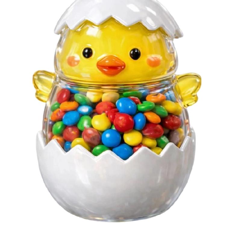 

Художественная стеклянная банка для хранения с праздничными пасхальными мотивами Форма кролика, яиц, цыпленка Контейнер для конфет, закусок и декора дома