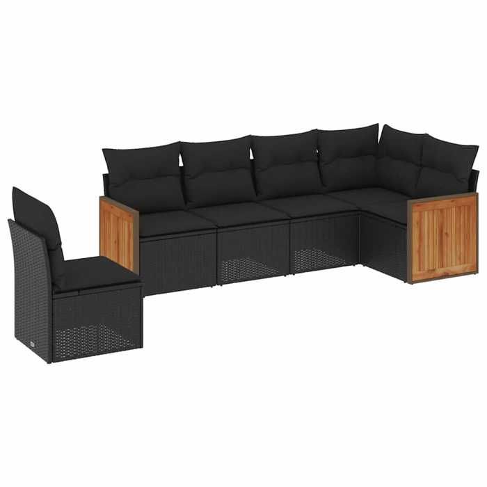 VidaXL Garden Lounge Set with Cushions 6 Pcs, Patio Sofas, Patio Furniture Set, Outdoor Furniture, Black 3260095