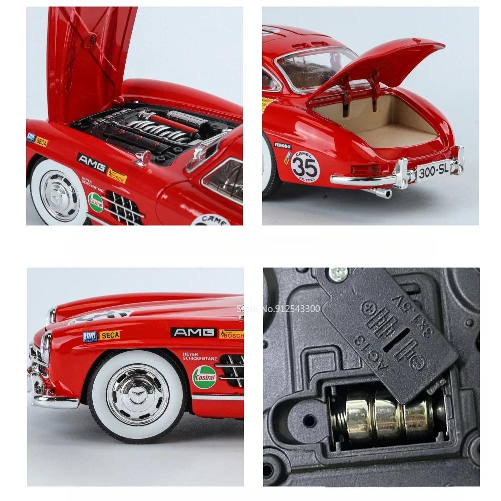 1:24 Scale 300SL Car Model Toy Alloy Diecast Doors Opened Pull Back Vintage Vehicle Models Toys Boys Kids Collection Gifts