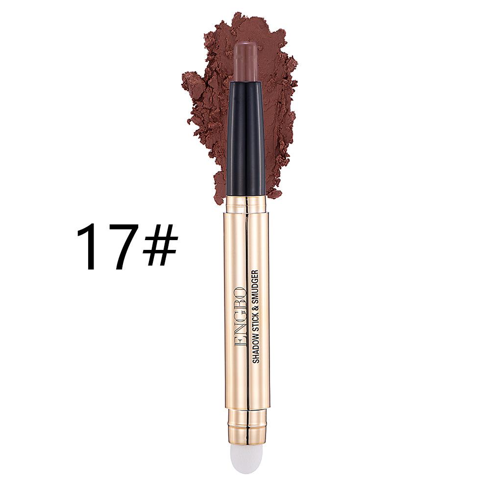 18-color Pearl Eyeshadow Pen Easy To Color Eye Shadow Stick with Sponge Brush Head Metallic Shimmer Matte Cream Eye Shadow Stick Eye Makeup