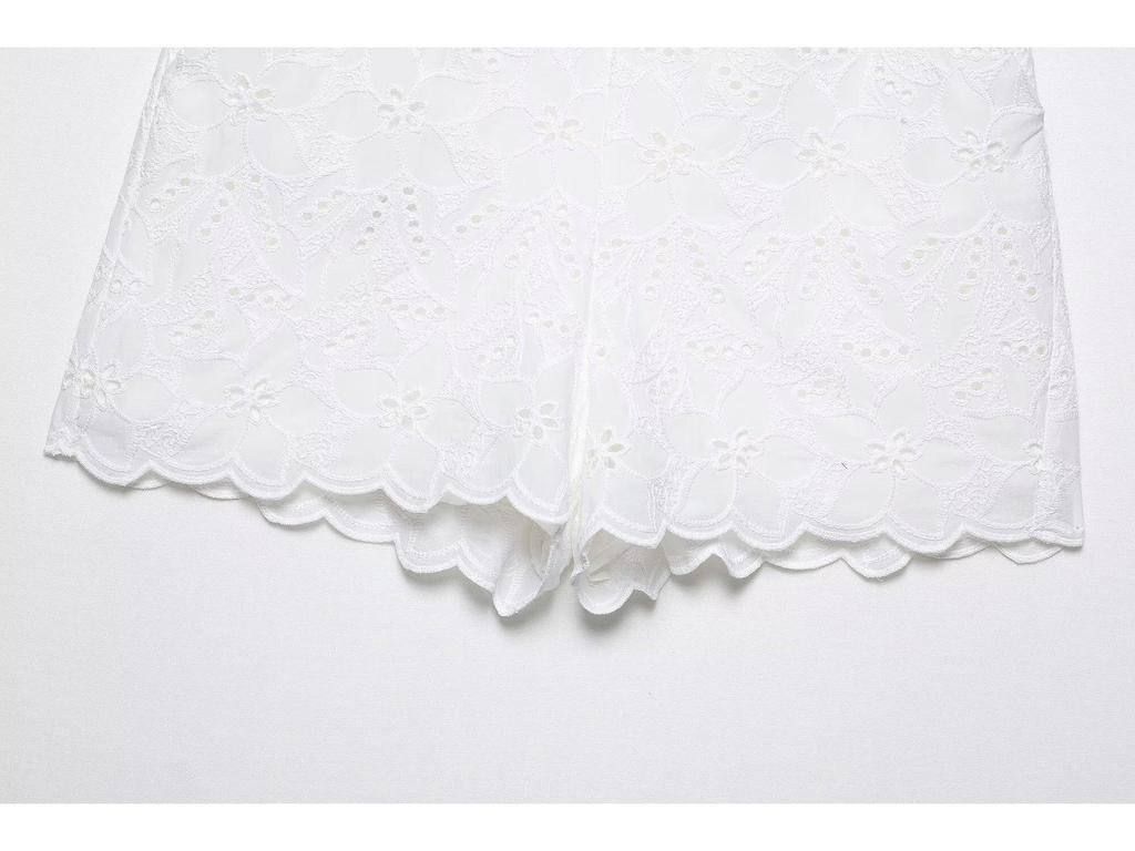 TAOP&ZA Women's Summer Hollow Embroidery Suit: Elegant Fashion Jacket & Casual Shorts