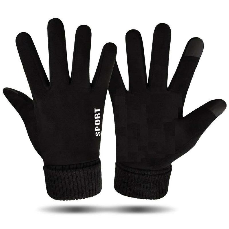 Suede gloves men's and women's season outdoor velvet thickened warm non-slip takeaway rider gloves