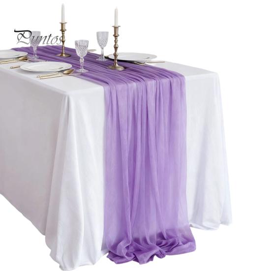 Heat Resistant Table Runner Sheer Flowing Runner, Chiffon Wedding Elegant Solid Color Durable for Dining Home Bridal Shower Party Decor Decorative